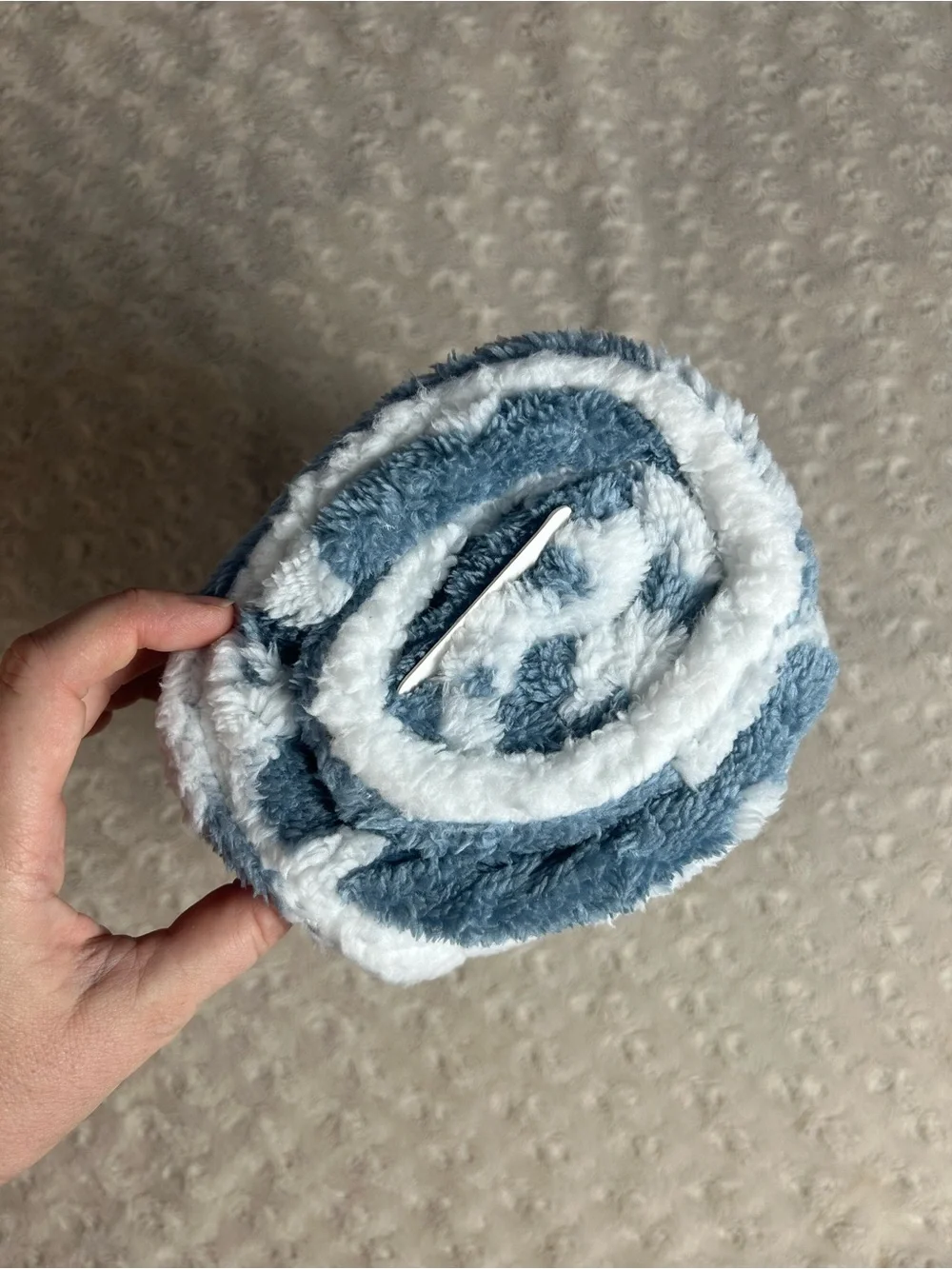 Parent's Choice Blue White Elephants Baby Blanket Plush Security Lovey Sherpa